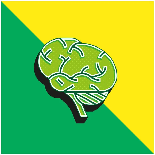 stock vector Brains Green and yellow modern 3d vector icon logo