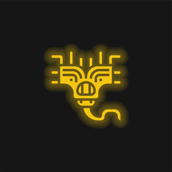 Alien yellow glowing neon icon