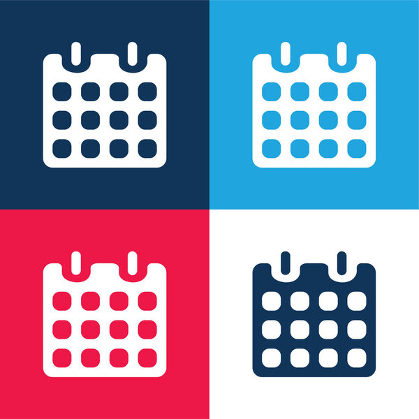 Календарь черной бумаги с весенне-голубым и красным цветом минимальный набор значков