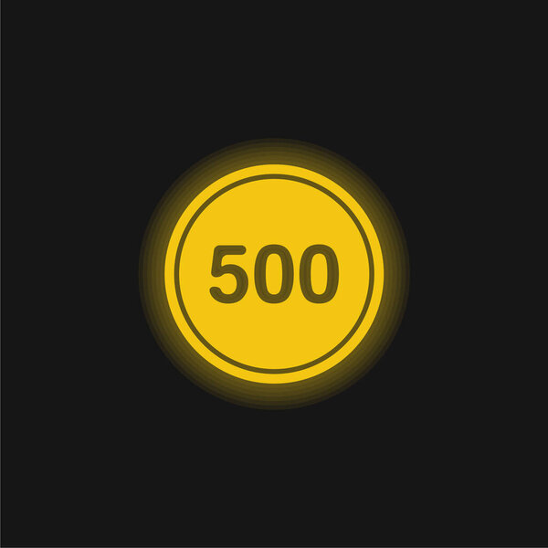 500 In A Black Circle with an Outline yellow growing neon icon