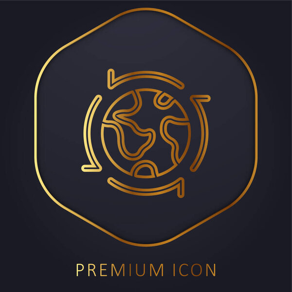 Around The World golden line premium logo or icon