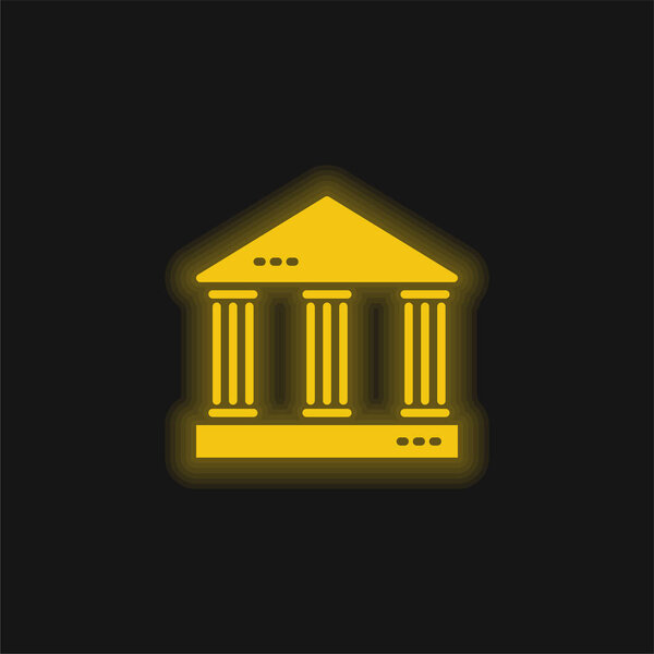Bank yellow glowing neon icon