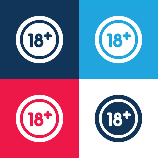 Age Limit blue and red four color minimal icon set