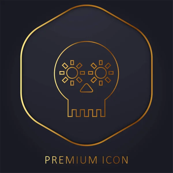 stock vector Artisanal Skull Of Mexico golden line premium logo or icon