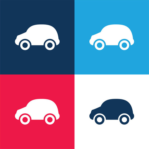 Black Car blue and red four color minimal icon set