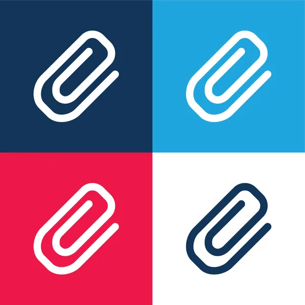 Adjunto Símbolo Diagonal Clip Azul Rojo Conjunto Iconos Mínimos Cuatro — Archivo Imágenes Vectoriales