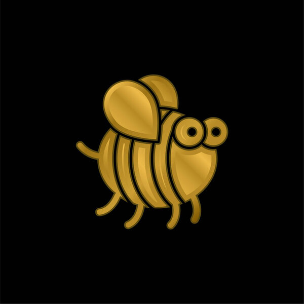 Bee gold plated metalic icon or logo vector