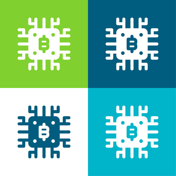 Биткоин Плоская четырехцветная минимальная иконка