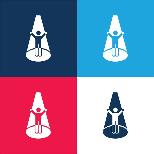 Abducted Man Blue Red Four Color Minimal Icon Set — Stock Vector