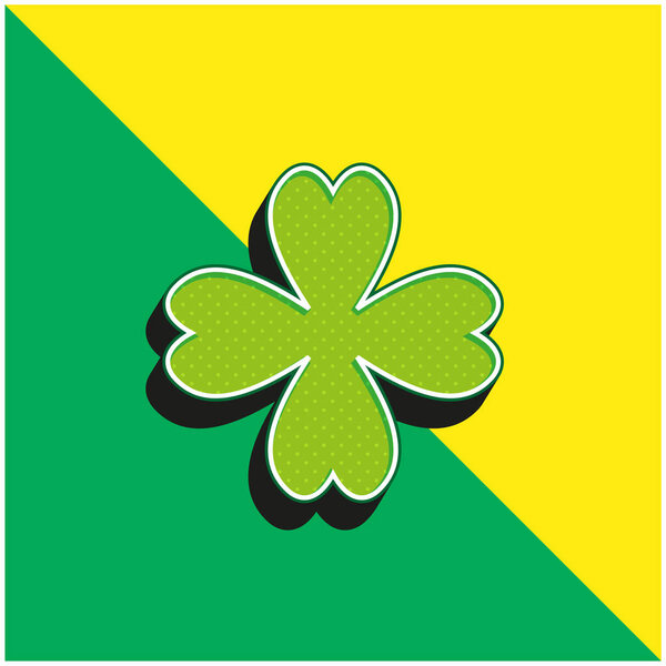4 Leaf Clover Green and yellow modern 3d vector icon logo