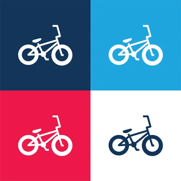 Bicicleta Azul Rojo Cuatro Colores Mínimo Icono Conjunto — Archivo Imágenes Vectoriales