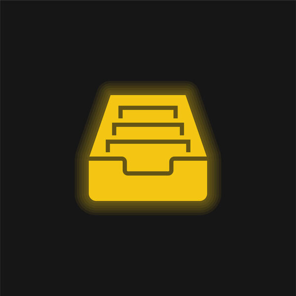 Archive yellow glowing neon icon