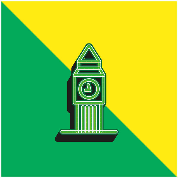 Big Ben Green and yellow modern 3d vector icon logo