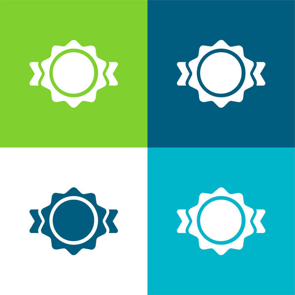 Award Belt Shape Flat four color minimal icon set