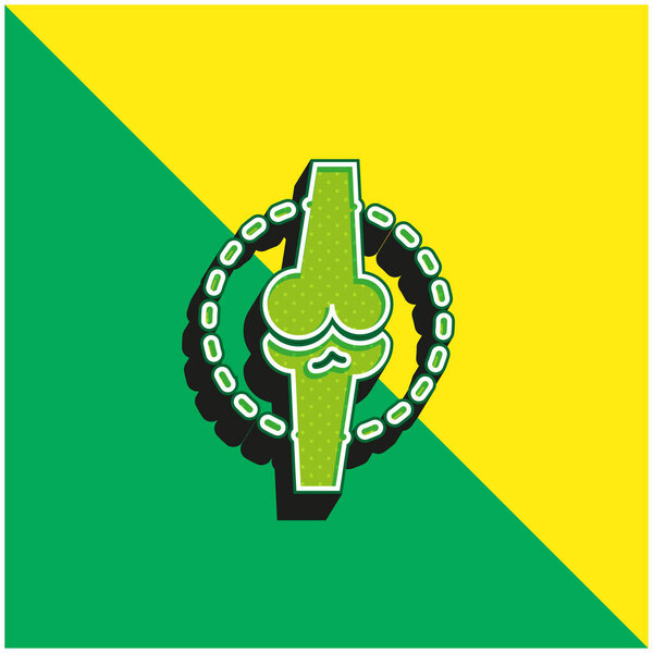 Кость зеленый и желтый современный 3D логотип векторной иконки