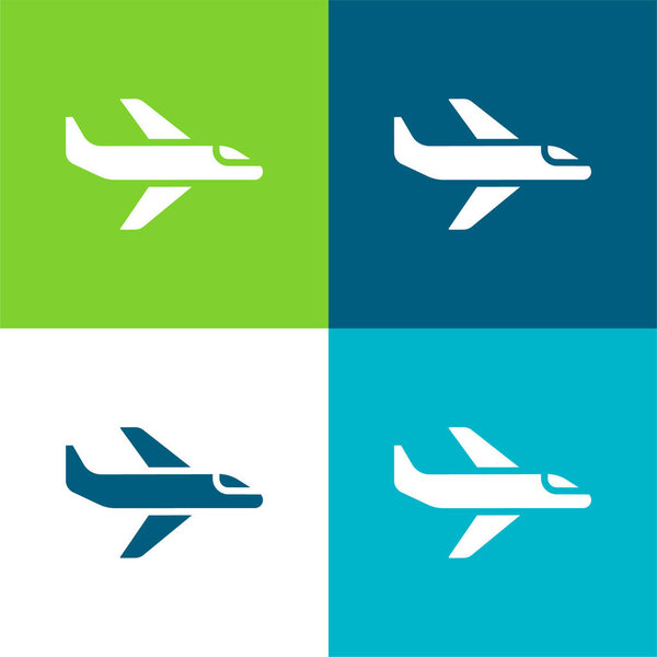 Airplane Flat four color minimal icon set