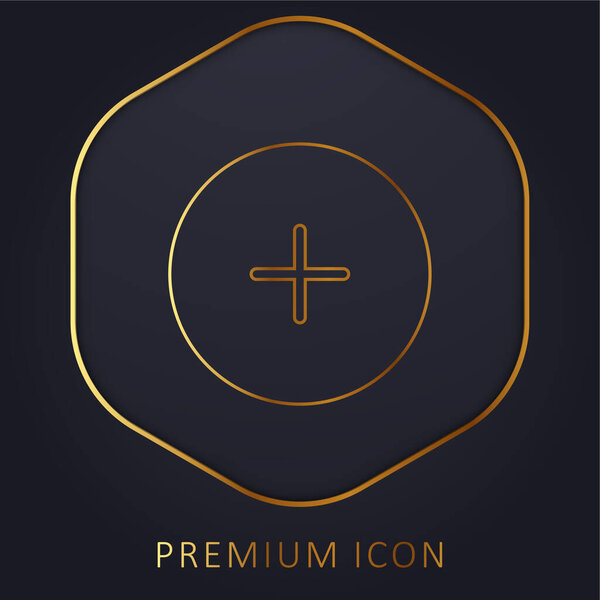 Add Round Button golden line premium logo or icon