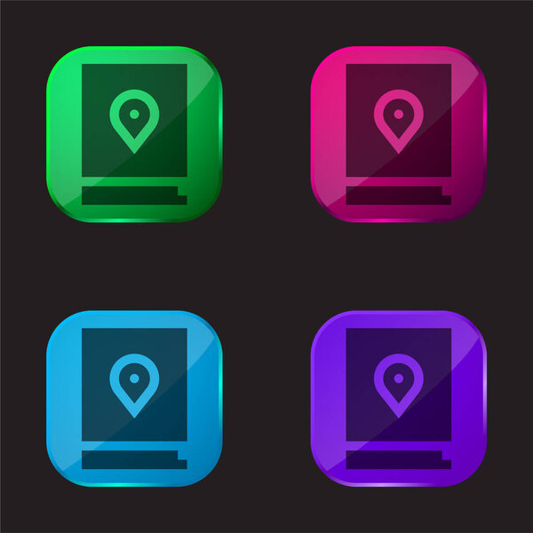 Book four color glass button icon