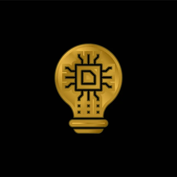 Штучний Інтелект Золота Металева Ікона Або Вектор Логотипу — стоковий вектор