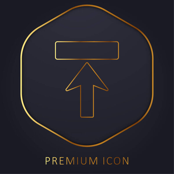 Arrow Upward To Rectangle Shape golden line premium logo or icon