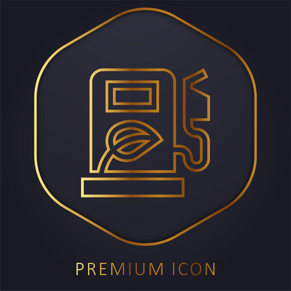 Biofuel golden line premium logo or icon