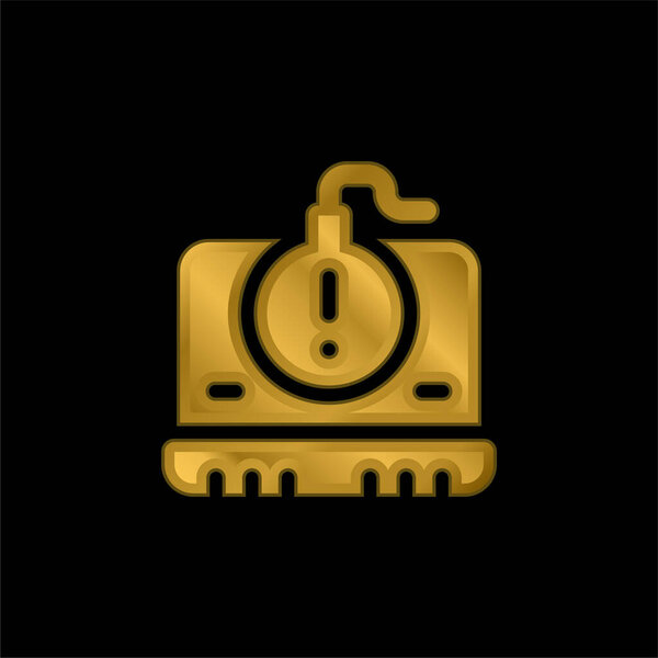 Позолоченная бомба, металлическая икона или вектор логотипа