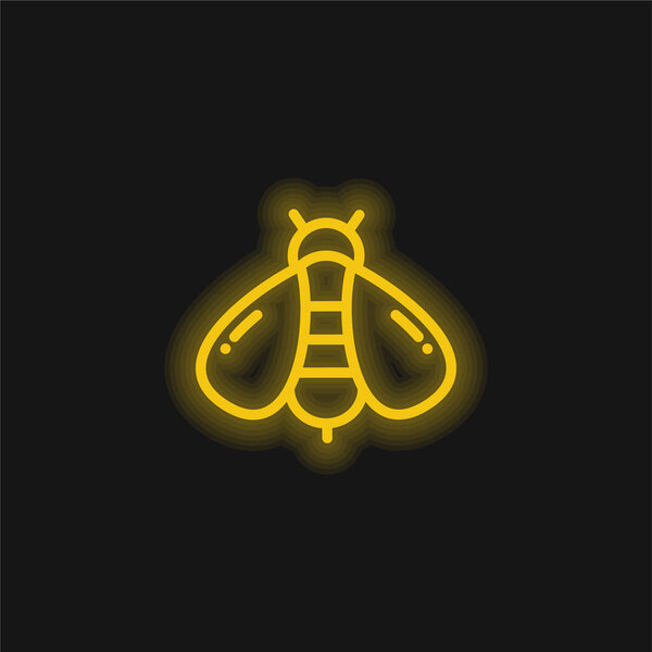 Bee yellow glowing neon icon