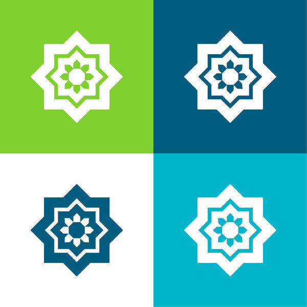 Arabic Art Flat four color minimal icon set