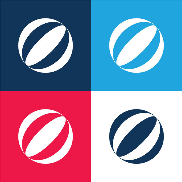 Ball blue and red four color minimal icon set