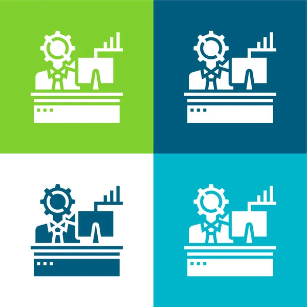 Analyse Ensemble Icônes Minimal Plat Quatre Couleurs — Image vectorielle