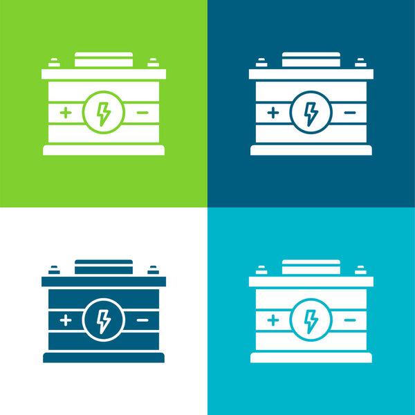 Батарея Плоский четырехцветный минимальный набор значков