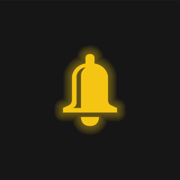 Bell yellow glowing neon icon