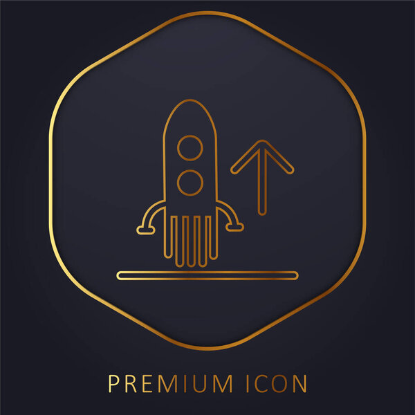 Восходящий Ракетный корабль золотой линии премиум логотип или значок