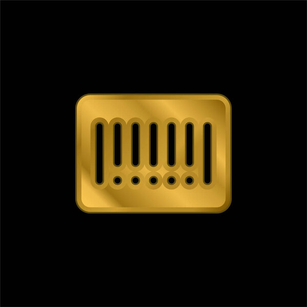 Barcode gold plated metalic icon or logo vector