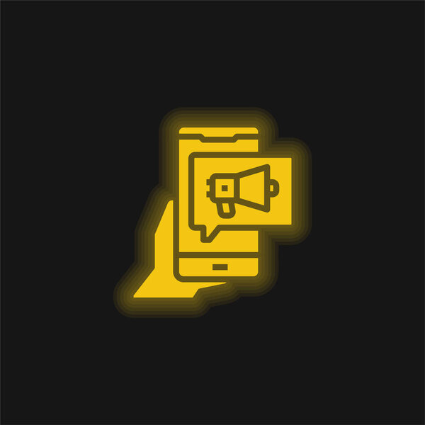 Желтая светящаяся неоновая икона