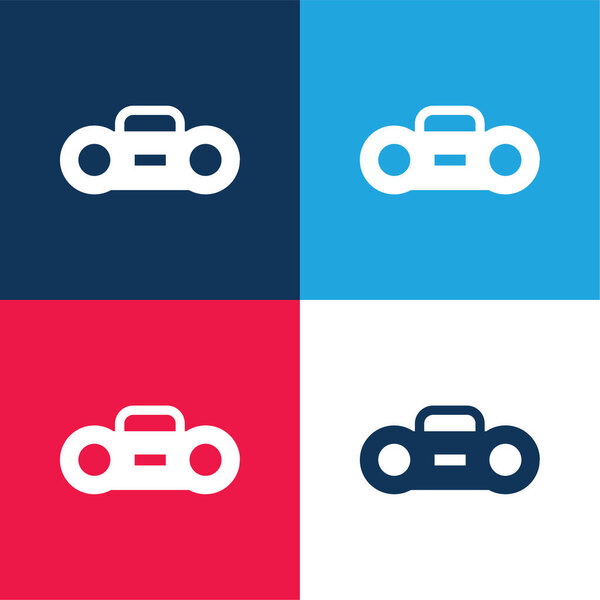 Boombox blue and red four color minimal icon set