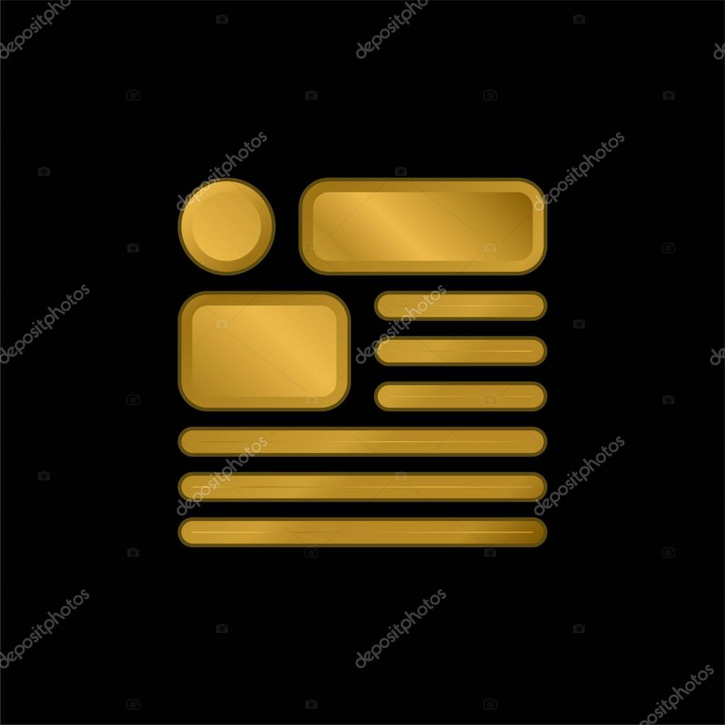 Article gold plated metalic icon or logo vector
