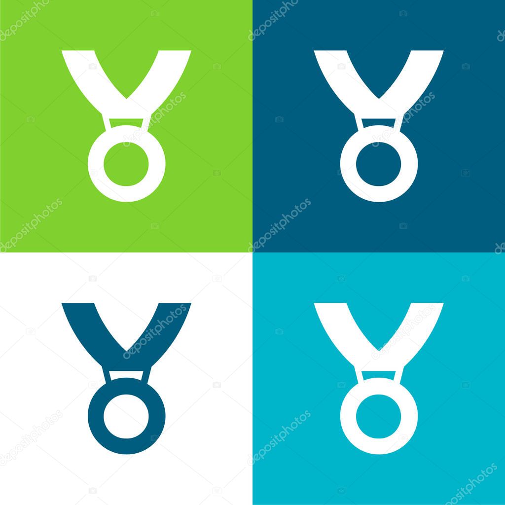 Award Medal Flat four color minimal icon set
