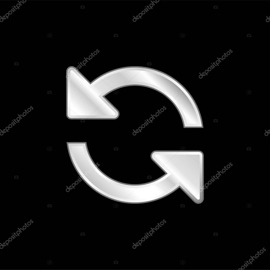 Arrows Couple Counterclockwise Rotating Symbol silver plated metallic icon