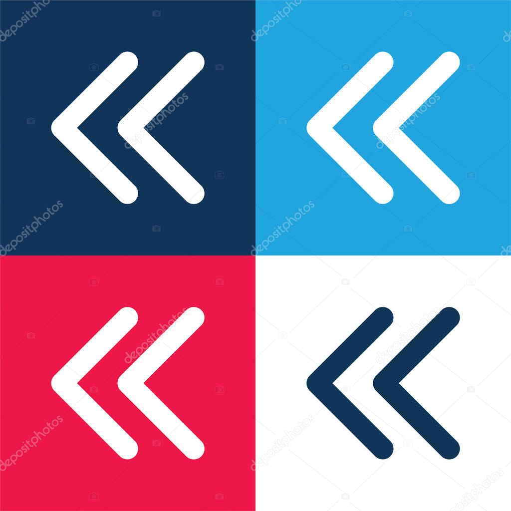 Arrowheads Of Thin Outline To The Left blue and red four color minimal icon set
