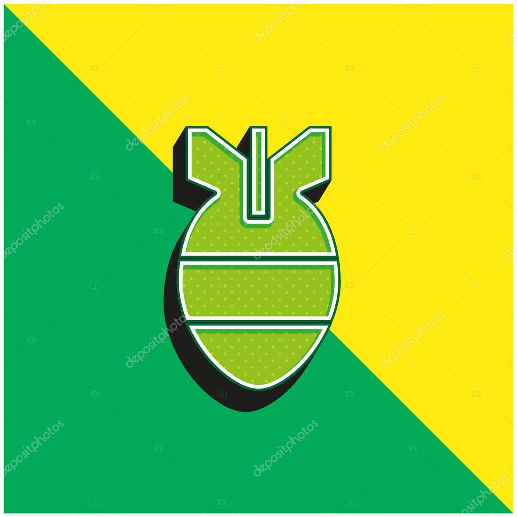 Bomb Green and yellow modern 3d vector icon logo