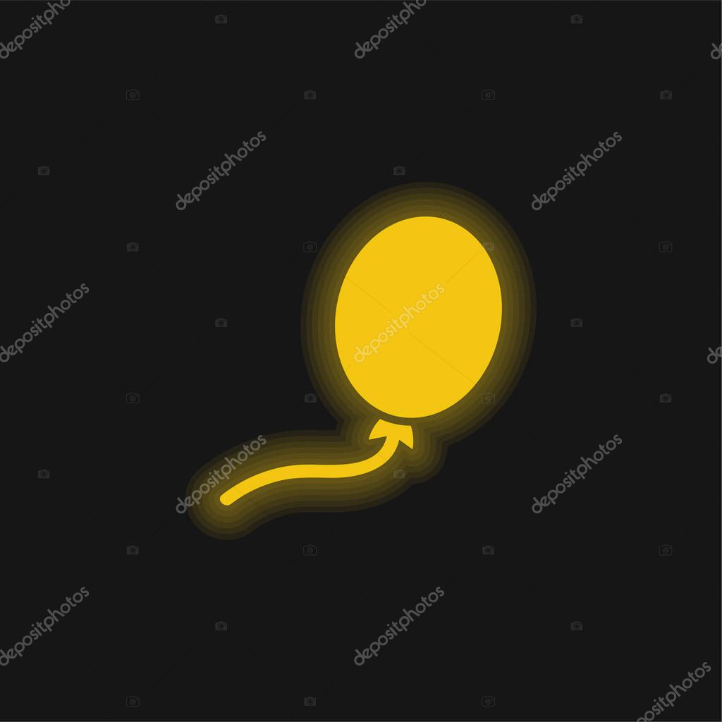 Balloon Black Oval Shape yellow glowing neon icon