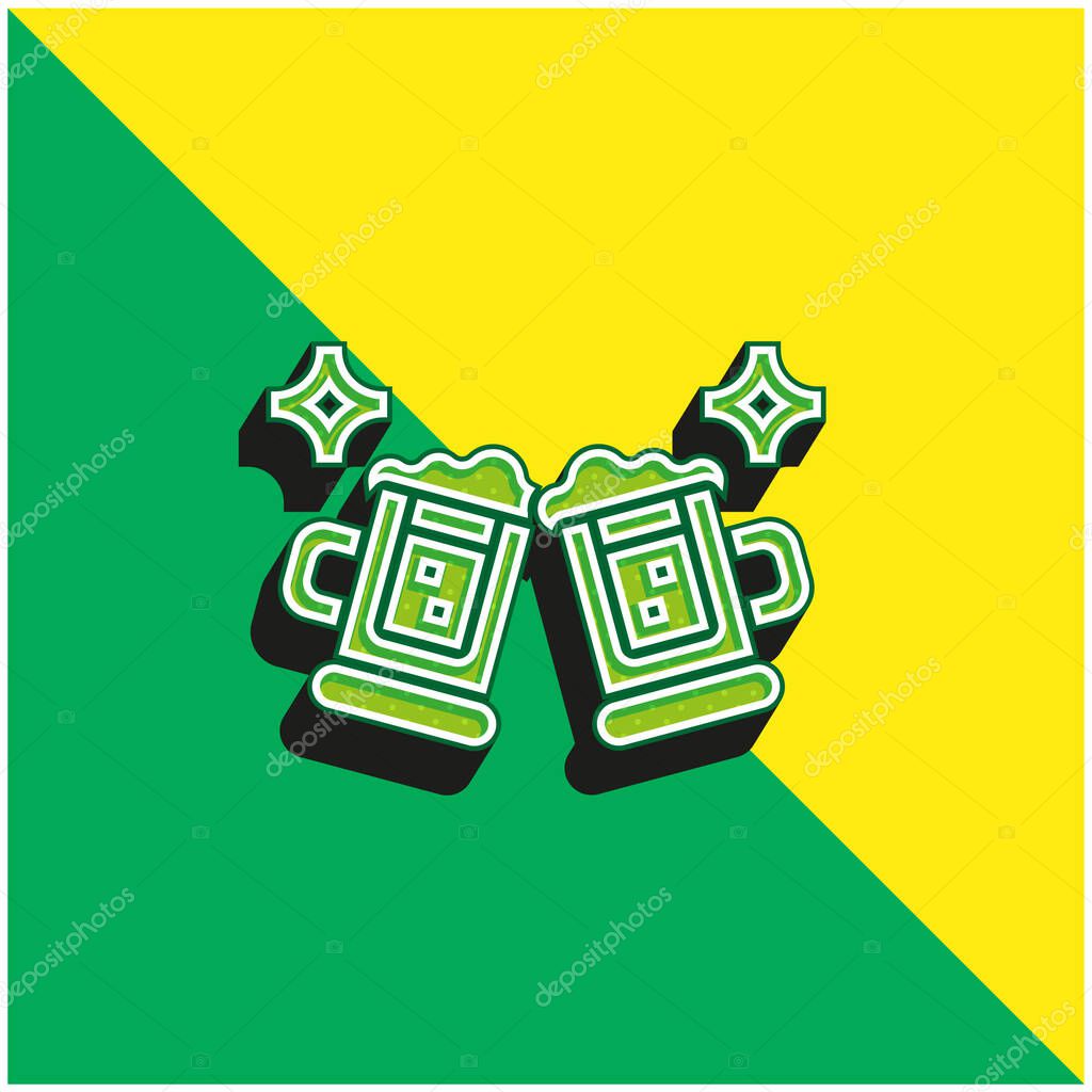 Beer Green and yellow modern 3d vector icon logo