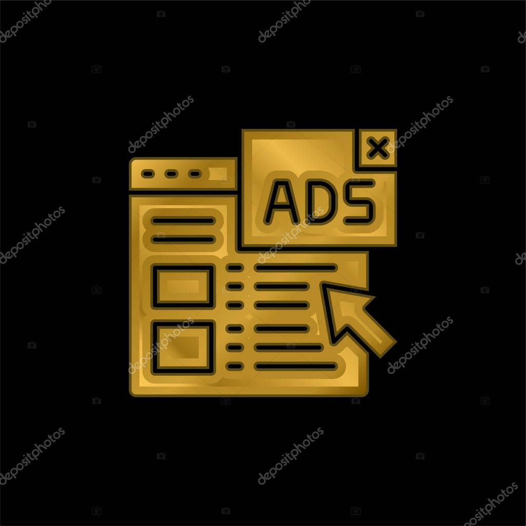 Advertising gold plated metalic icon or logo vector