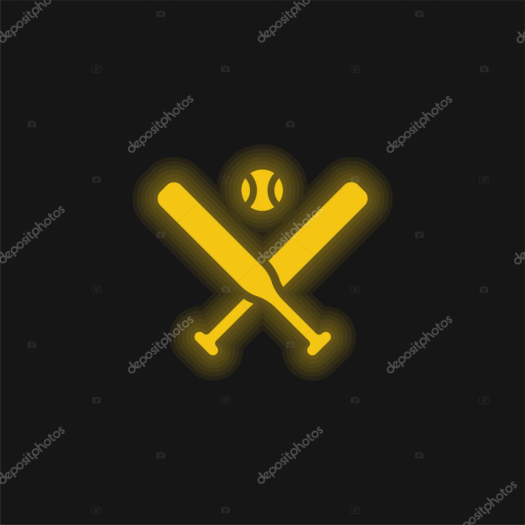 Baseball yellow glowing neon icon