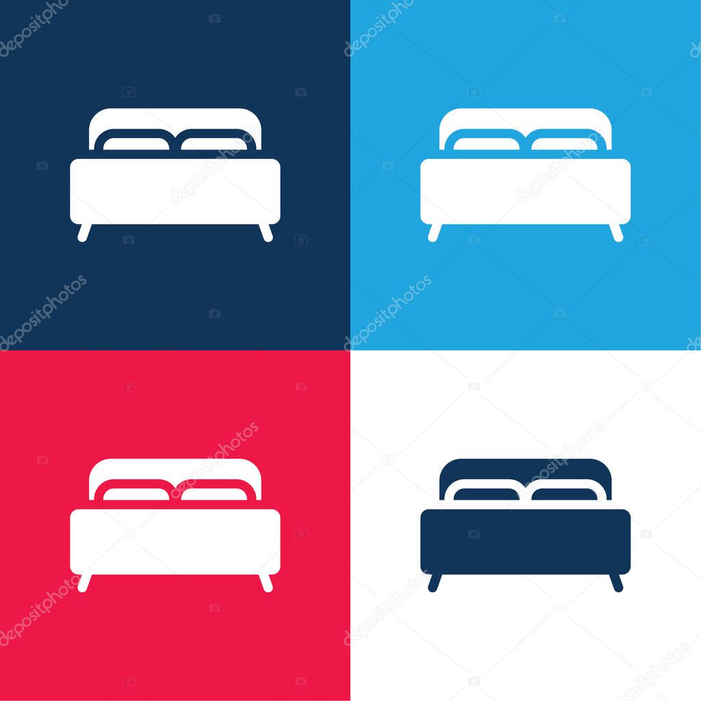 Bed blue and red four color minimal icon set