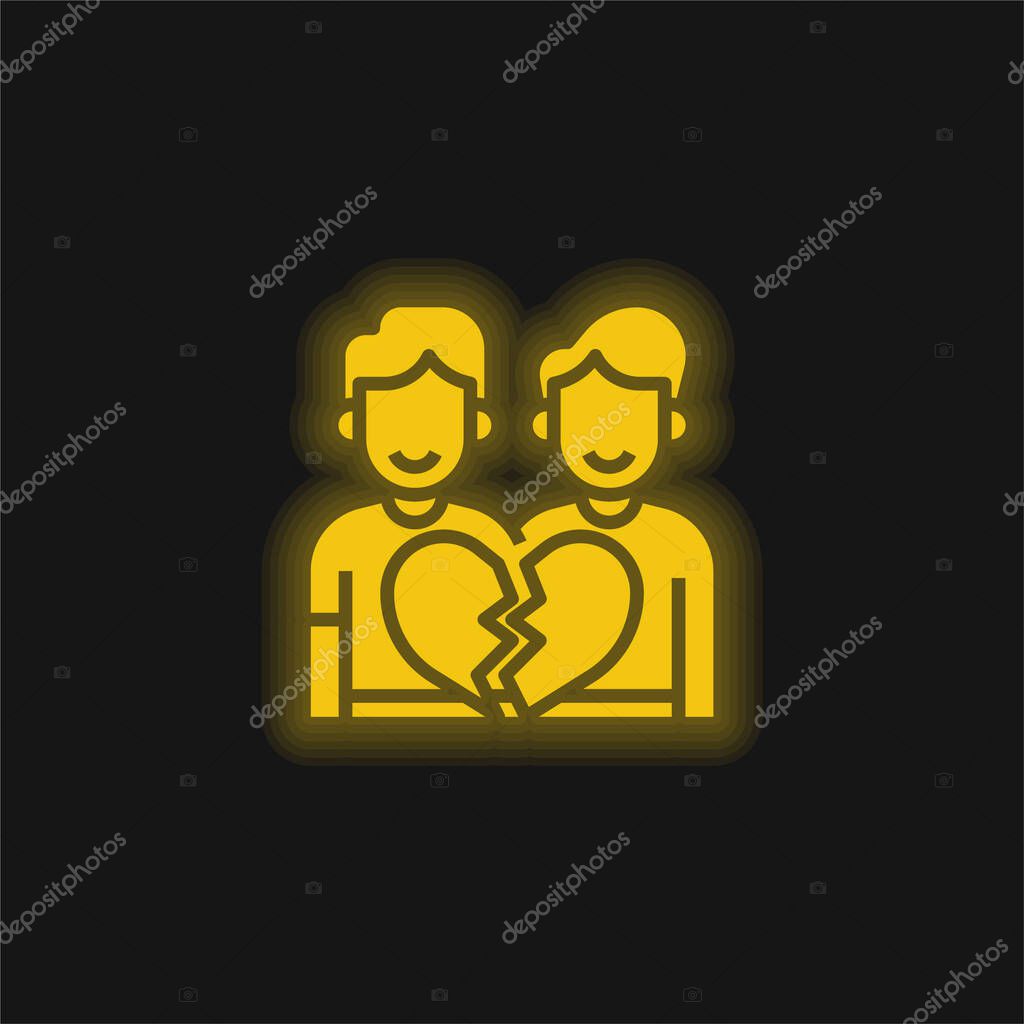 Anti Gay yellow glowing neon icon