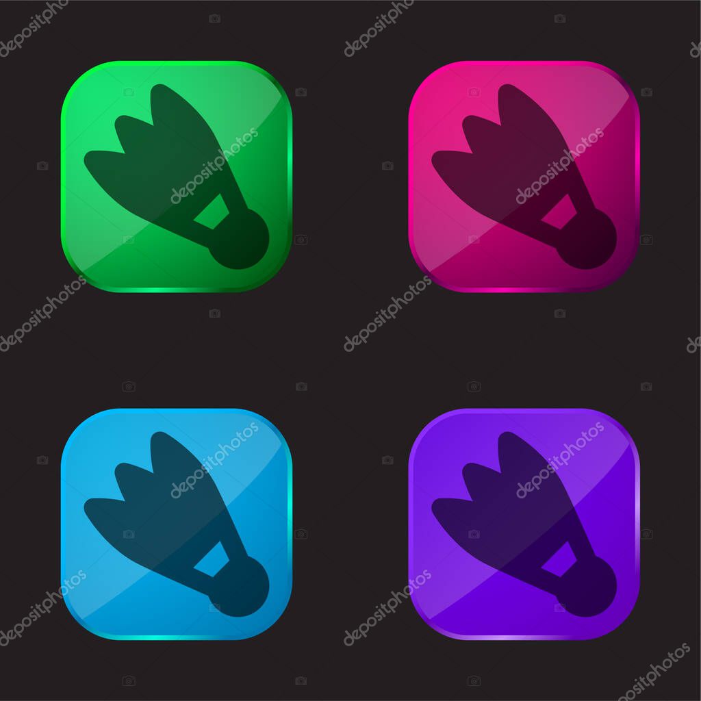 Badminton Cork four color glass button icon