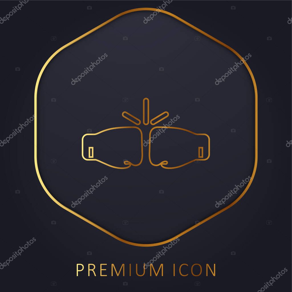 Box Gloves golden line premium logo or icon