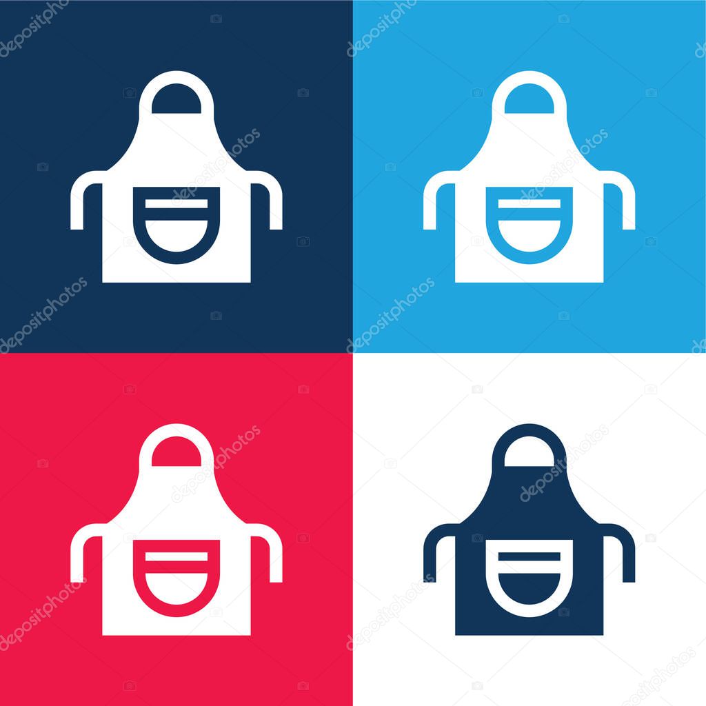 Apron blue and red four color minimal icon set